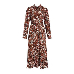 Halogen Brown Pebble Print Maxi Shirt Dress XS
